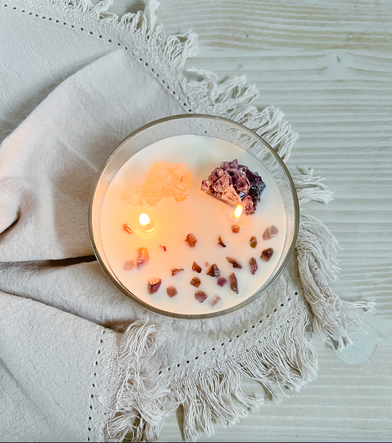 Luxury 2-Wick Crystal Soy Wax Candle 280g - Lavender & Juniper