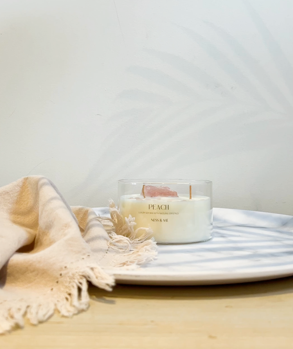 Luxury 2- Wick Crystal Soy Wax Candle 280g - Peach